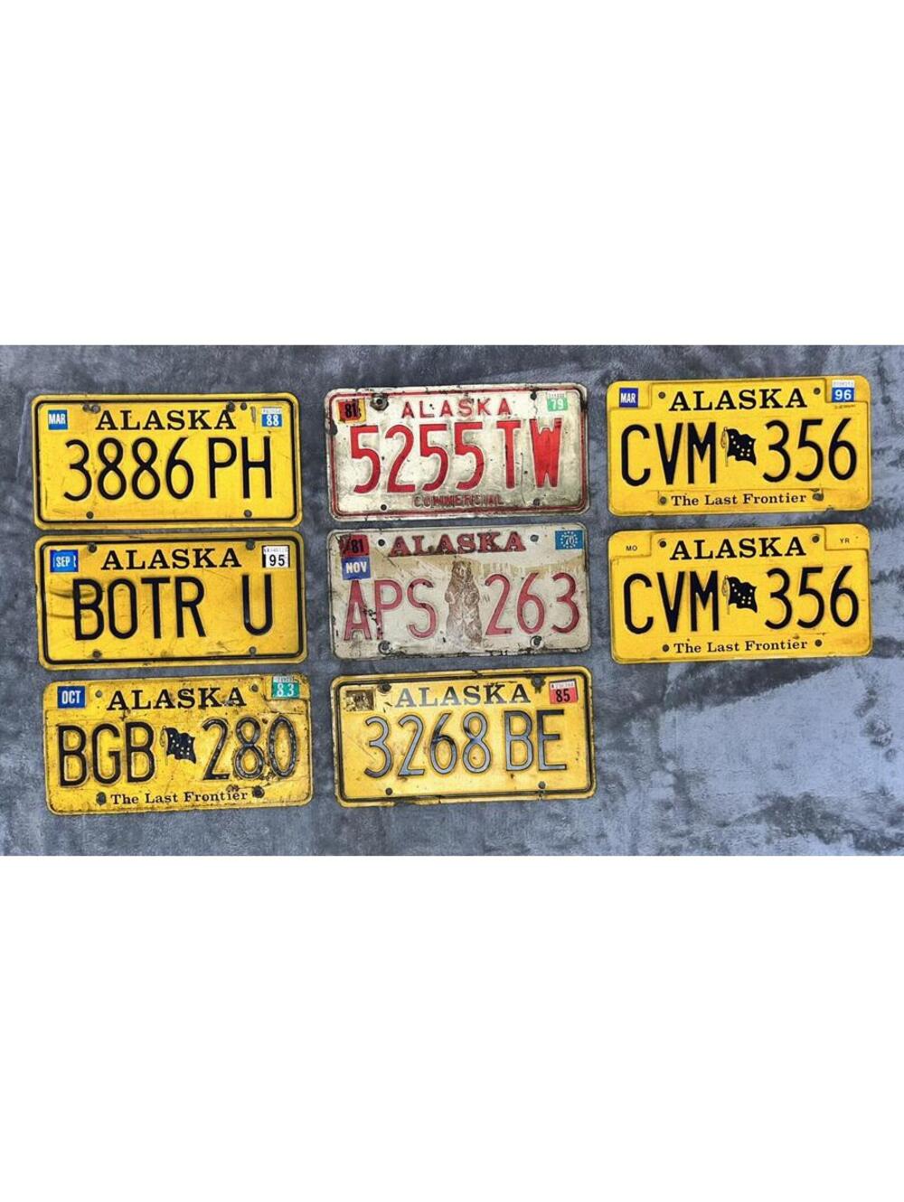 8 RARE Alaska License Plates Lot Collection or Decors MAN Cave